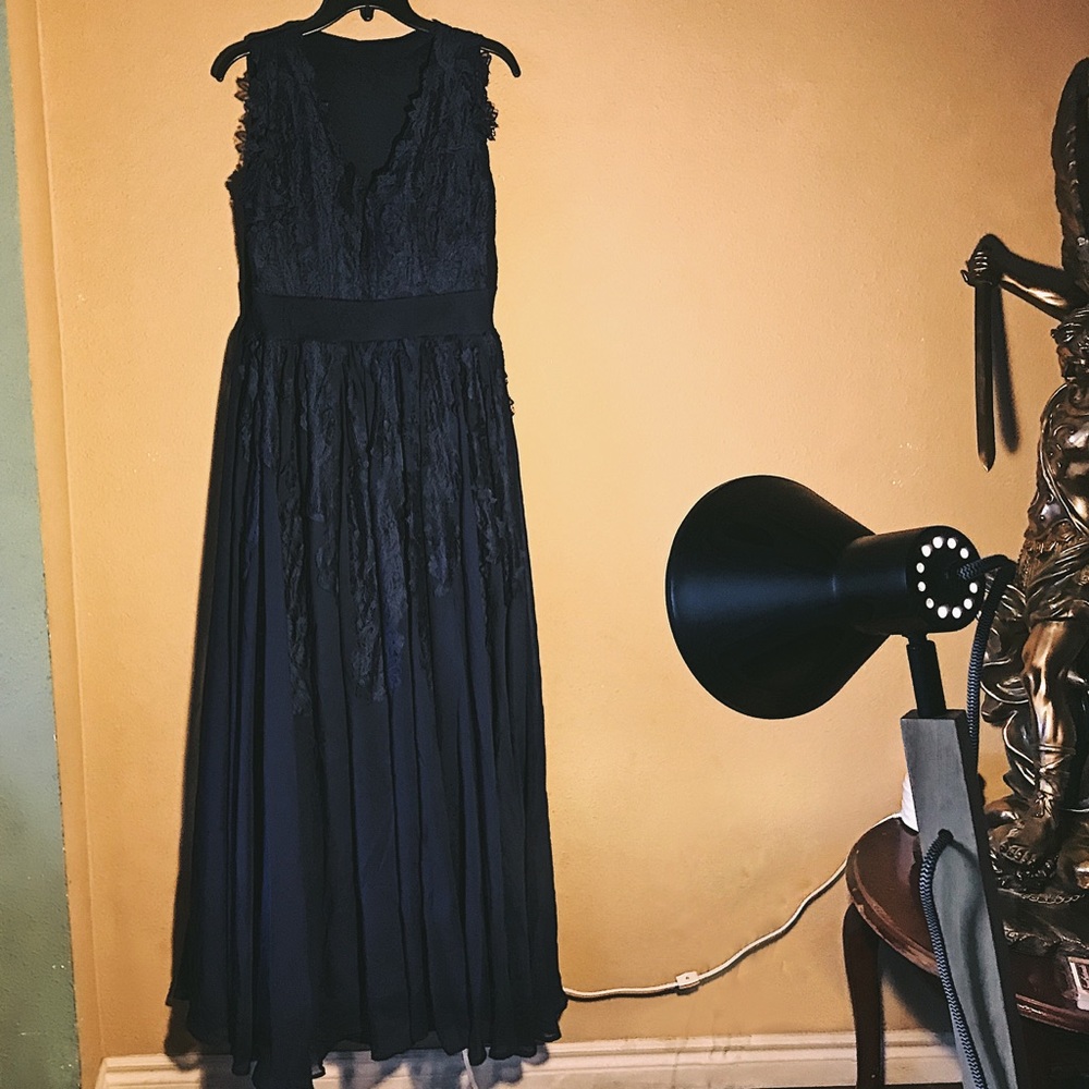 Chiffon Navy Blue Prom Dress